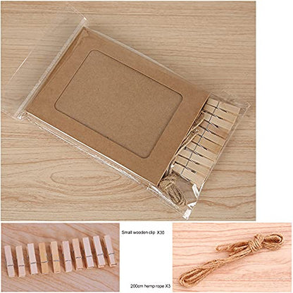 Loxuezx Cardboard Picture Frames, 4x6 Paper Photo Frame Collage Wall Decor, Photo String with Clips, Black 10.2x15.2cm - color: Black 30P
