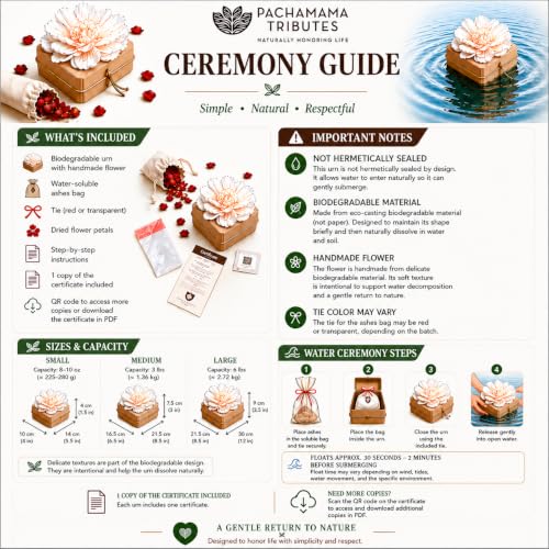 Cruise Approved Biodegradable Water Burial Urn, Ivory Flower, Large Adult - size: Large