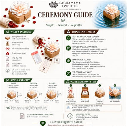 Biodegradable Water Burial Urn Kit with Pink Flower – Cruise Approved Ocean Ashes Scattering Ceremony with Certificate (3 Sizes) (Large) - size: Large