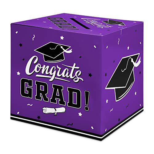 Gatherfun Graduation Party Decorations Graduation Box Graduation Card Box for Graduation Gift Graduation Party Favors Decor Party Supplies Purple - color: Purple