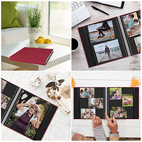 Zesthouse Photo Album Self Adhesive Pages, 60 Pages Magnetic Scrapbook Albums with Sticky Page, Photos Album Holds 8x10 & 5X7 & 4x6 & 6x8 & 3x5, Large Picture Book Ideal Gift for Family Wedding Baby - color: Red, size: 11"x10.6"/Black 60 Pages