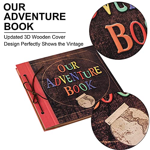 Scrapbook Photo Album, 12x12 Inch Our Adventure Book, 3D Embossed Words Hard Cover Movie Up Travel Album for Anniversary, Wedding, Baby Shower (Scrapbook-Letter) - color: Scrapbook-Letter
