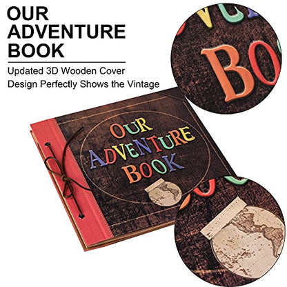 Scrapbook Photo Album, 12x12 Inch Our Adventure Book, 3D Embossed Words Hard Cover Movie Up Travel Album for Anniversary, Wedding, Baby Shower (Scrapbook-Letter) - color: Scrapbook-Letter