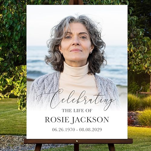 Custom Funeral Welcome Sign with Photo, Memorial Yard Sign, Celebration of Life Welcome Board, Personalized Remembrance Sign for Funeral Service - CCTC03 - color: Background #03