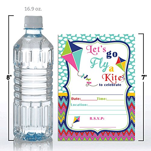 Amanda Creation Kite Flying Birthday Party Fill In Invitations set of 20 Cards and Envelopes. - style: Kite Flying