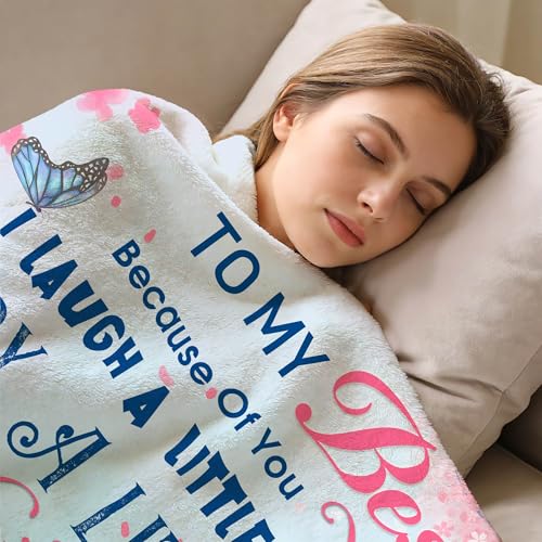 to My Bestie Throw Blanket, Heartfelt Friends Become Sisters Message, Soft Flannel Blanket, Birthday, Mother's Day, Christmas & Friendship Day 50x60 Inch - color: Friend-1