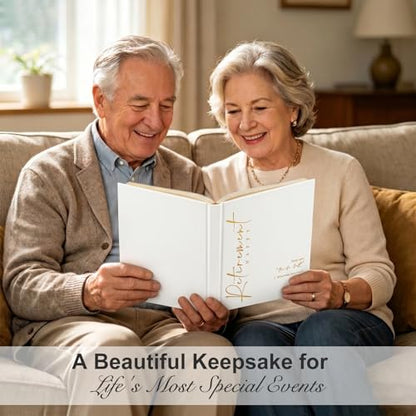 Lankaiva Happy Retirement Guest Book – Keepsake Photo Album & Memory Book for Retirement Party, Farewell Signing Gift for Colleagues, Friends, Women and Men, White - color: White