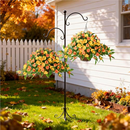 Hommyea Artificial Fake Fall Flowers for Outdoor UV Resistant Faux Flowers - color: Orange Yellow