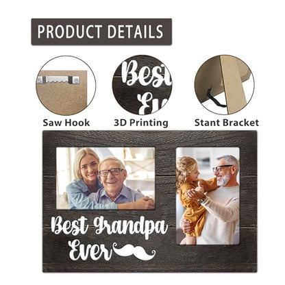 Grandpa Gifts, Fathers Day Grandpa Gift from Grandkids Granddaughter, Birthday Gifts 3D Photo Frame Hold 4x6 Inches Two Photos - Unique Picture Frame for Him Grandparents - color: grandpa