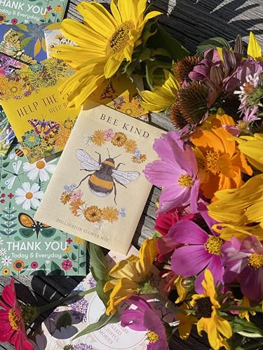 Bentley Seed Co. | Bee Kind Pollinator | Beautiful Bee Art | Environmental Favors Cards for Guests Seed Packets | Pollinator Wildflower Mix Seed Packets | Eco-Friendly Hand Out Gift | 25 Pack - style: Bee Kind