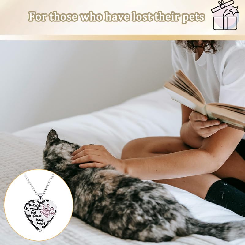 YangQian Sympathy Gift for Pet Owner Pet Memory Gifts for Dogs Cats Bereavement Gifts Paw Print Necklace Grieving Cat Dog Loss Gift - color: Pet Owner Bereavement Gifts Necklace