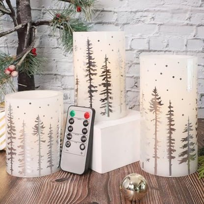 Crystal Club Christmas Flameless Candles, Holiday LED Candles - style: Silver Christmas Tree