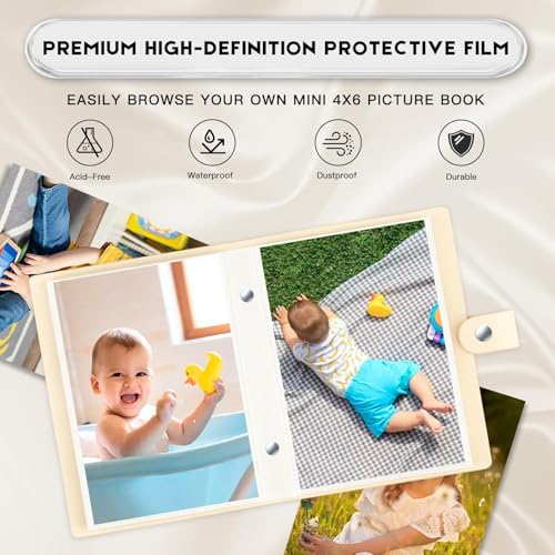 Ruibytree 2 Pack Small Photo Albums 4x6 Pictures, 104 Photos Total, Beige - color: Beige