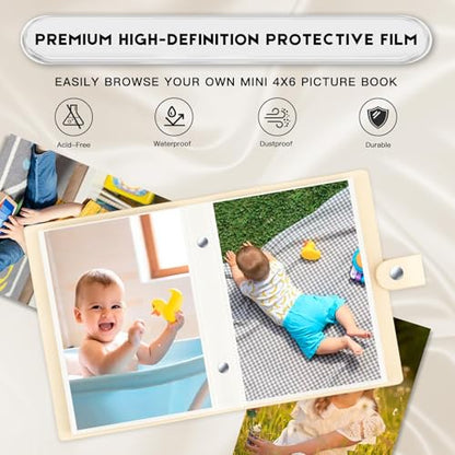 Ruibytree 2 Pack Small Photo Albums 4x6 Pictures, 104 Photos Total, Beige - color: Beige
