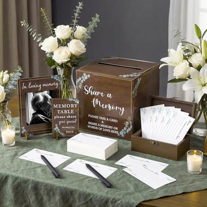 Gilprop 113 Pcs Celebration of Life Share a Memory Cards Set, Greenery - style: Greenery