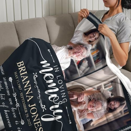 Custom Memorial Blanket with Picture Personalized Sympathy Remembrance Condolences Bereavement Gifts Sympathy Gifts for Loss of Loved One Mother Dad Grandma Grandpa Sister Daughter Friend - color: Design15