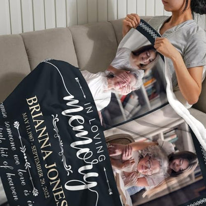 Custom Memorial Blanket with Picture Personalized Sympathy Remembrance Condolences Bereavement Gifts Sympathy Gifts for Loss of Loved One Mother Dad Grandma Grandpa Sister Daughter Friend - color: Design15