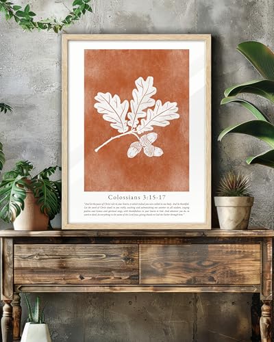 EcoHest 12x16 in Colossians Scripture Fall Botanical Christian Wall Art - color: Framed Faith, size: 16"L x 12"W
