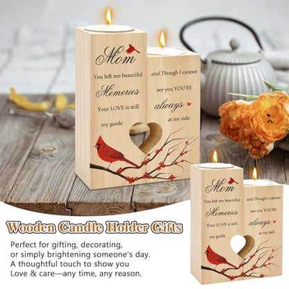 Sympathy Gifts for Loss of Mom Wooden Cardinal Candle Holder Memorial Gifts Funeral Decorations Table Decor Mom Thinking of You Remembrance Condolence Grief Presents for Loss of Loved One Mother