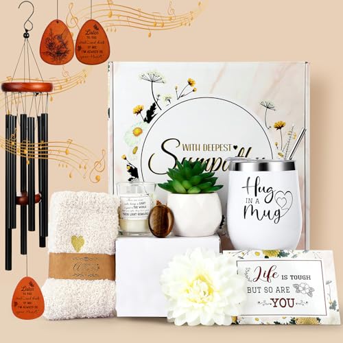 Willinglong Sympathy Gift Baskets for Loss of Loved One Bereavement Condolences Gifts Basket Sorry for Your Loss Grief Package for Grieving Women Husband Friend(Chrysanthemum)