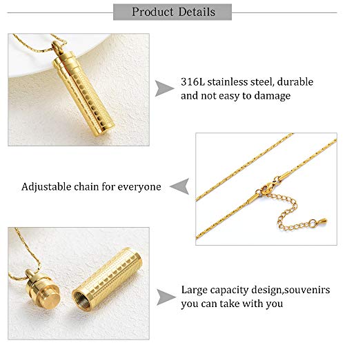 constantlife Cremation Jewelry for Ashes Openable Pill Case Urn Necklace Keepsake Perfume Memorial Pendant Locket Charm Accessories - color: Golden