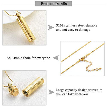 constantlife Cremation Jewelry for Ashes Openable Pill Case Urn Necklace Keepsake Perfume Memorial Pendant Locket Charm Accessories - color: Golden