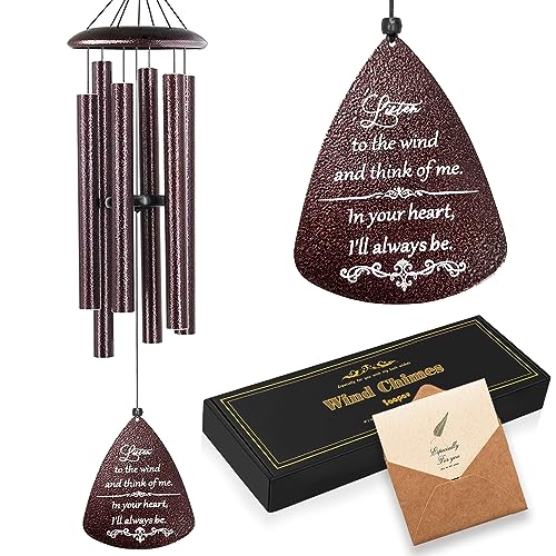 Soopau Sympathy Wind Chimes for Outside, 32'' Memorial Wind Chimes for Loss of Loved One, Memorial Gifts for Loss of Mother Father, Bereavement Gift in Memory of Loved One (Bronze)