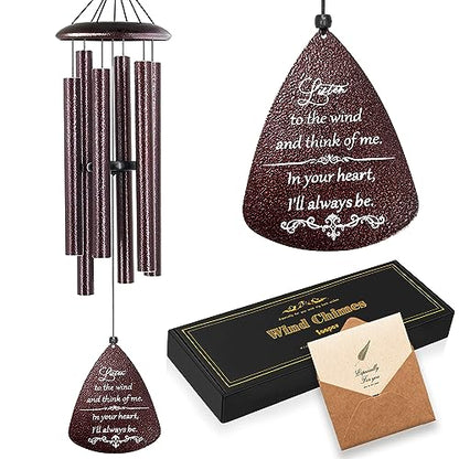 Soopau Sympathy Wind Chimes for Outside, 32'' Memorial Wind Chimes for Loss of Loved One, Memorial Gifts for Loss of Mother Father, Bereavement Gift in Memory of Loved One (Bronze)