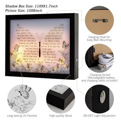 Sympathy Gift LED Memorial Shadow Box Memorial Gifts for Loss of Loved One Mother Mom Dad Father, in Memory of Loved One Gifts - size: As I Sit In Heaven