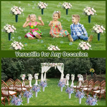 12 Pack Cemetery Vases for Grave with Spikes – Vases for Cemetery Flowers - color: Green