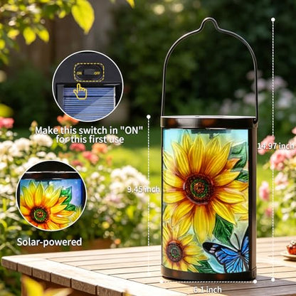 MUMTOP Sunflower Solar Lantern Outdoor Waterproof Hanging Garden Lights - color: Yellow