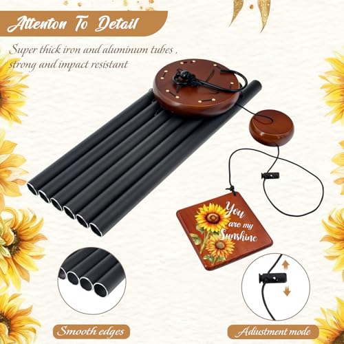 Wind Chimes for Outside, 36“ Sunflower Wind Chime for Friends Bestie Family & Loved One, Christmas Windchime Thank You Gifts with You are My Sunshine Saying - size: 36" SF