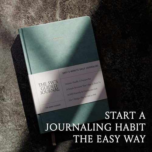 Quick & Easy Daily Guided Journal for Women | Low Pressure Self-Care and Wellness Journal with Prompts – 2 Sided AM & PM Entries and Brain Dump | Anxiety Relief Item & ADHD Friendly Gift - The 5W's Guided Journal - color: Duck Egg Blue