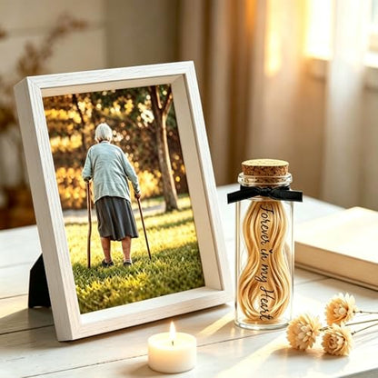 Personalization Memorial Photo Frame with Glass Keepsake Jar，Perfect for Preserving Loved One’s Hair & Memories，Sympathy Bereavement Gift - Holds 4x6 inch pictures (Black 4) - color: Black 4