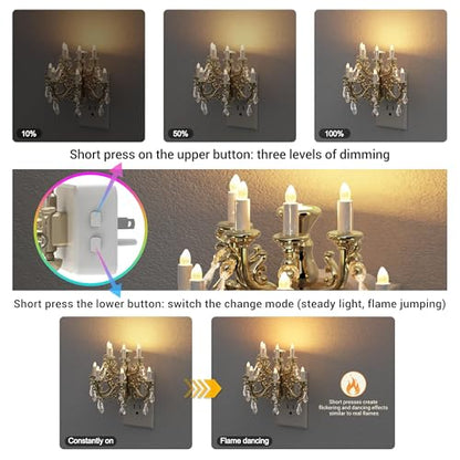 JandCase Night Lights Plug Into Wall,2 Pack Dimmable Night Light - color: Chandelier-3000K, size: 2 Pack