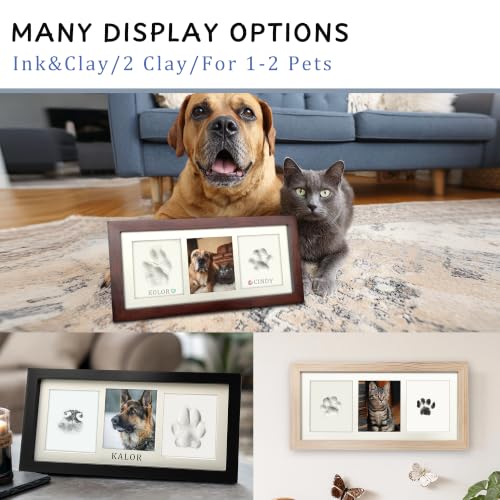 MYPAWLETS Dogs Cats Paw Print Kit,Ink&Clay Pawprints Keepsake Frame (Wood) - color: Wood-colored