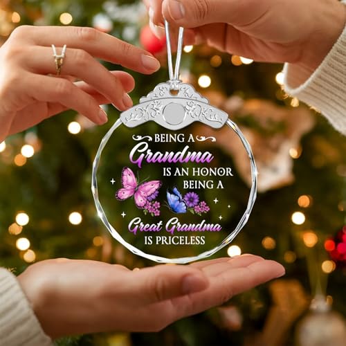 Christmas Glass Ornament - Great Grandmother Gift - Being a Grandma is an Honor Being a Great Grandma is Priceless - Grandmother Gifts from Grandson Granddaughter - Sentimental Keepsake - color: Great Grandma