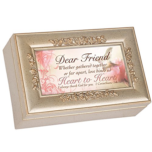 Cottage Garden Dear Friend Love Binds Heart Speckled Silver Petite Rose Jewelry Music Box Plays How Great Thou Art