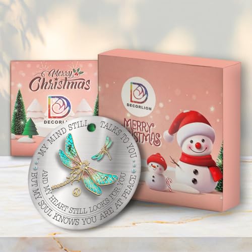 Christmas Dragonfly Memorial Ceramic Ornament | My Mind Still Talks to You, Remembrance Tree Decor, Sympathy Gift for Loss of Loved One, In Loving Memory Keepsake