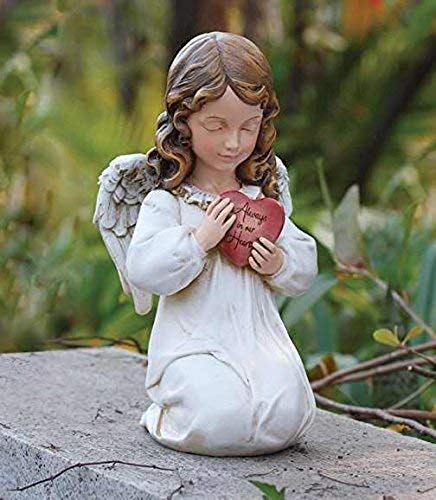 Joseph's Studio by Roman, 11.75" H Memorial Angel Holding a Heart Garden Statue, Outdoor Décor