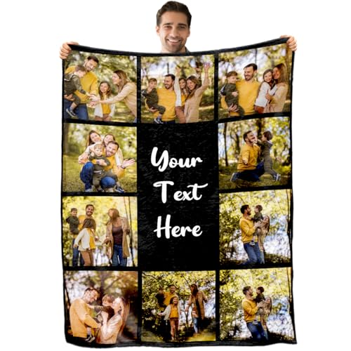 Custom Blankets Gift with Photo Name, Personalized Picture Blankets Throws Customized Gifts for Women Men Wife Husband Friends Christmas Birthday Valentine Anniversary 50" x 60" - color: Multi11
