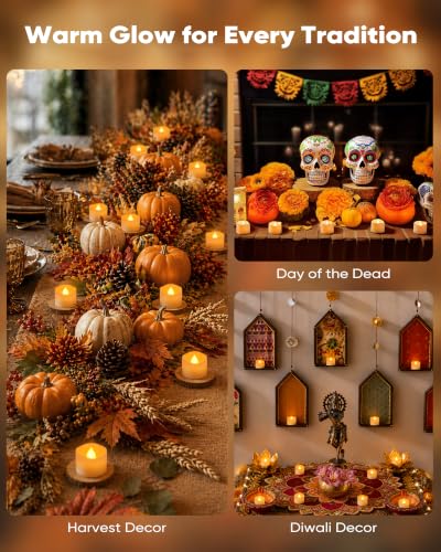 Homemory 50-Pack Flameless Tea Lights Candles Battery Operated, 200+ Hours - color: Bright Amber Glow – White Body, size: Pack of 50