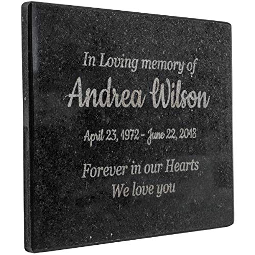 Customizable In Loving Memory Granite Garden Stone (8 x 6 x .4") | Laser Engraved, Indoor & Outdoor Use, Personalized Text, Black Granite, Memorial Plaque - size: 8 x 6 x 0.4"