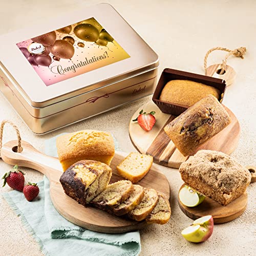Dulcet Gift Baskets Congratulations Baby Gift Baskets Tea Loaf Assortment with Fresh Baked Marble, Apple cinnamon & Pumpkin Cake Delightful Flavors for Holidays, Birthday, Sympathy, Get Well, & Family or Office Gatherings for Men & Women - color: Congratu