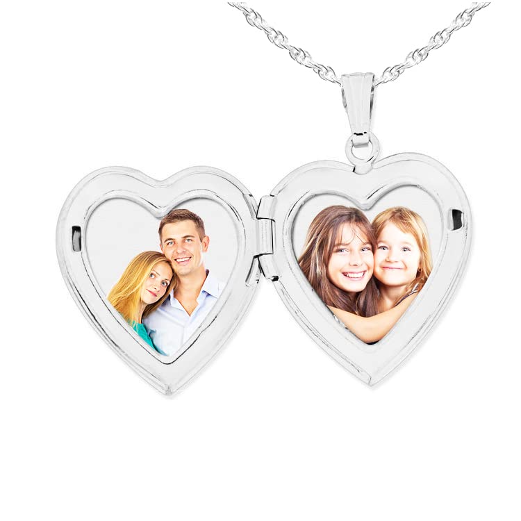 PicturesOnGold.com Sterling Silver Extra Large Heart Locket - 1 1/4 Inch X 1 1/4 Inch in Sterling Silver with Engraving