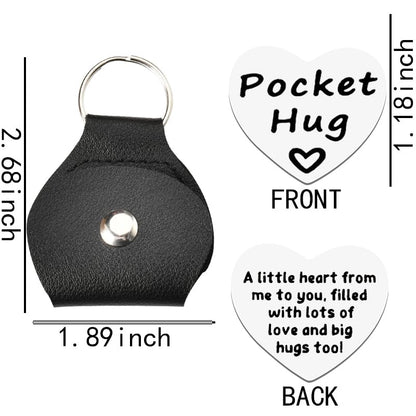 Pocket Hug Token Coin Gifts for Women Men Mom Dad Parents Birthday Christmas Gifts from Son Daughter Grandma Friends Bestie Moving Away Gift for Sister Husband Boyfriend Heart Pocket Keychain - color: A Little Heart from Me to You