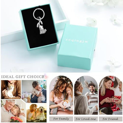 zeqingjw Urn Keychain Cremation Jewelry for Ashes Rose Flower Memorial Keychain Funeral Keepsake Ashes Pendant Gift - color: Silver