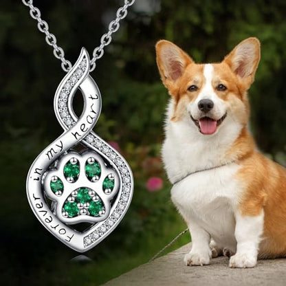 Butterfly/Dragonfly/Pet Paw/Tree of Life/Maple Leaf/Cross Urn Necklace for Ashes 925 Sterling Silver Cremation Pendant Jewelry Gifts for Women Mom - color: Paw-May