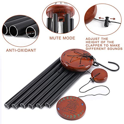 Memorial Wind Chimes for Loss of Mother or Father – Personalized Sympathy Wind Chimes for Outside, Bereavement Gifts for Loss of Loved One, Unique Outdoor Remembrance Gifts - size: Black - Round Design