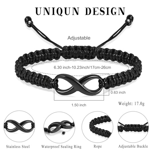 Minicremation Cremation Bracelet for Ashes Infinity Memorial Jewelry Urn Bracelet Braided Rope Adjustable Keepsake Bangle for Women Men - color: Black